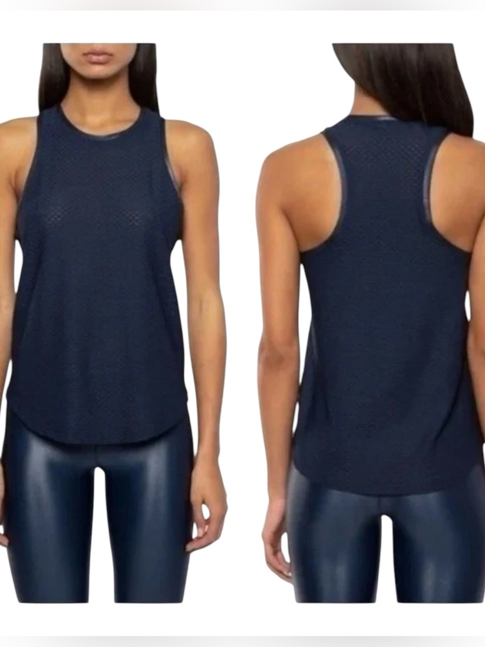 Koral Muscle Netz Midnight Blue Fitted Sleeveless Tank Top Size Small Activewea